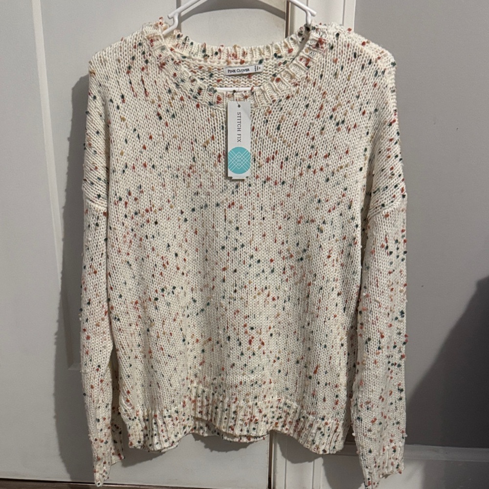 Pink Clover Cream Multicolor Speckled Sweater
